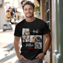 Custom 4 Photos T-Shirt Personalized Photo T-Shirt Best Father Ever Father's Day Gift Family T-Shirt - SantaSocks