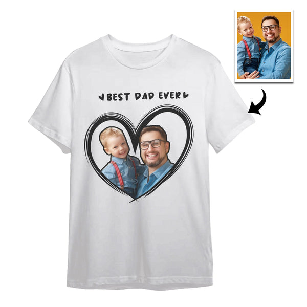 Custom Photo T-Shirt With Best Dad Ever Personalized Photo Men's T-Shirts Father's Day Gifts - SantaSocks