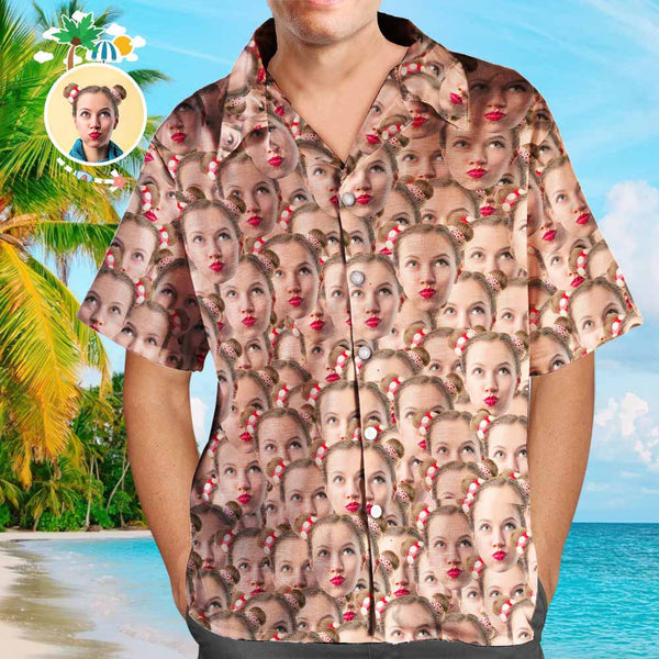 Custom Face Hawaiian Style Face Mash Long Dress And Shirt Family Matching