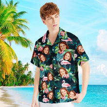 Custom Face Shirt Men's Hawaiian Shirt Flamingo Flower Put Face on Your Shirt Christmas Gift