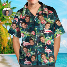 Custom Face Hawaiian Style Flamingo Flower Long Dress And Shirt Family Matching