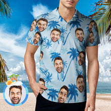 Men's Custom Face Polo Shirt Personalized Light Blue Hawaiian Golf Shirts Gift For Him