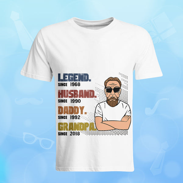 Legend Father T-shirt Custom Hair Beard Skin Color and Time for Dad