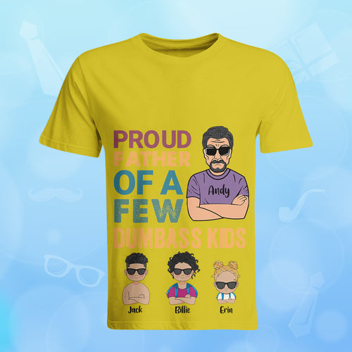 Custom T-shirt Family Clipart Cartoon Yellow T-shirt Gifts for Dad