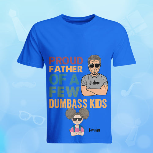 Custom T-shirt Family Clipart Cartoon Blue T-shirt Gifts for Dad
