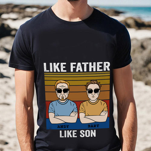 Custom T-shirt Family Clipart Cartoon T-shirt Gifts for Dad Like Father Like Son