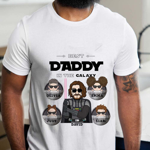 Custom T-shirt Clipart Cartoon White T-shirt Gifts Best Dad in the Galaxy