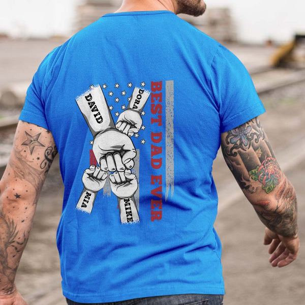 Best Dad Ever Custom Name T-shirt with Fists Happy Father's Day Gifts