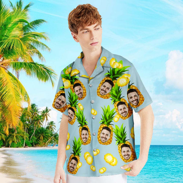 Custom Photo Shirt Men's Hawaiian Shirt Big Pineapple