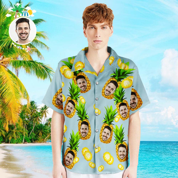 Custom Photo Shirt Men's Hawaiian Shirt Big Pineapple