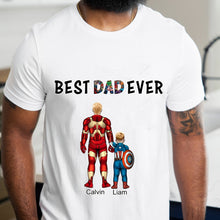 Custom Father and Kids Costume Personalized Hairstyle and Name Best Dad Ever White T-shirt