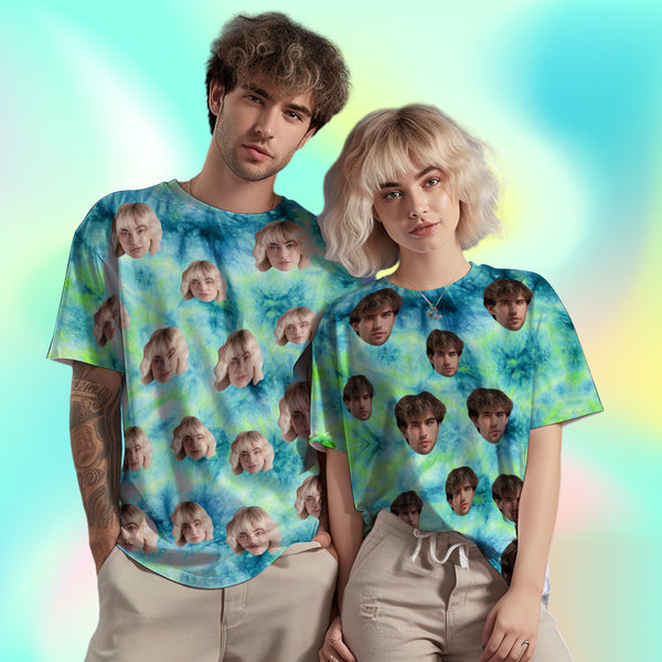 Custom Face Men's T-shirt Personalized Photo Funny Tie Dye T-shirt Gift For Men