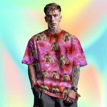 Custom Face Men's T-shirt Personalized Photo Funny Tie Dye T-shirt Gift For Men Pink