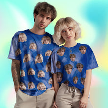 Custom Face Men's T-shirt Personalized Photo Funny Tie Dye T-shirt Gift For Men Dark Blue