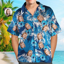 Custom Printed Hawaiian Shirt for Fans Personalized Face and Text Hawaiian Shirt Gift for fans - Flowers and Leaves Design