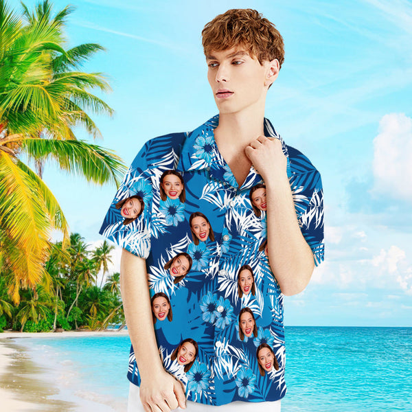 Custom Face Shirt Men's Hawaiian Shirt for Boyfriend or Husband For Him