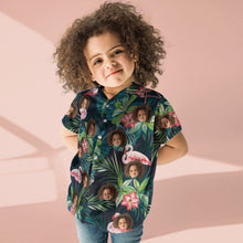 Custom Photo Hawaiian Shirt Parent-child Wears Personalised Face Hawaiian Shirt Gift Flamingo Flower
