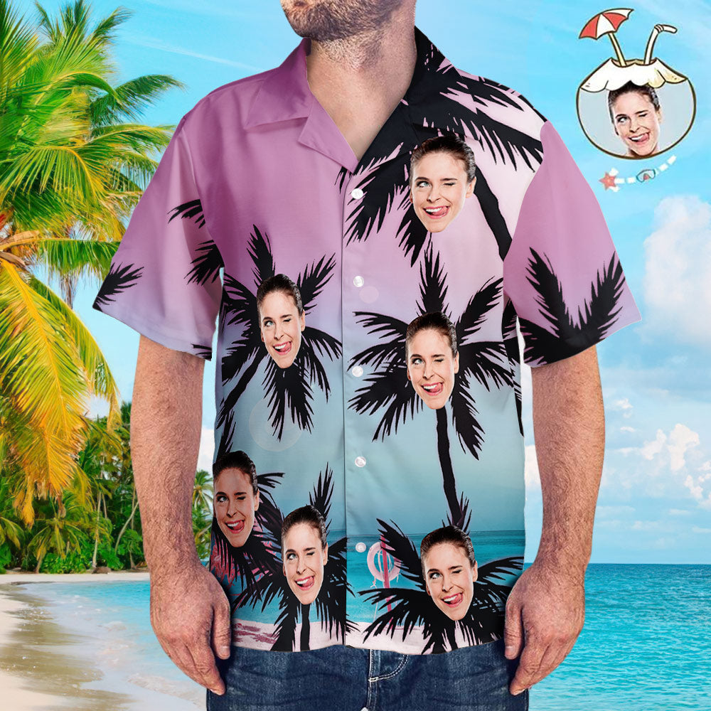 Custom Face Shirt Men's Hawaiian Shirt Palm