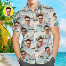 Custom Photo Hawaiian Shirt Parent-child Wears Personalised Face Hawaiian Shirt Gift Sea View
