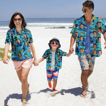 Custom Photo Hawaiian Shirt Parent-child Wears Personalised Face Hawaiian Shirt Gift Vice City