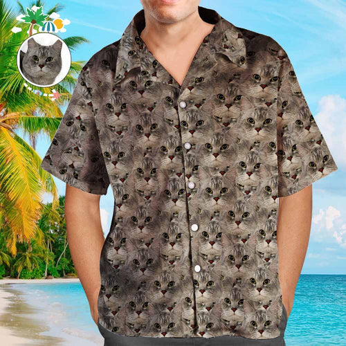 Custom Pet Face Hawaiian Shirt Men's All Over Print Hawaiian Shirt Personalized Hawaiian Shirt