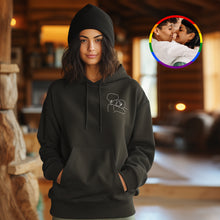 Custom Embroidered Pocket Portrait From Photo Outline Photo Sweatshirt Personalized Photo Couple Hoodie Gift For Bf
