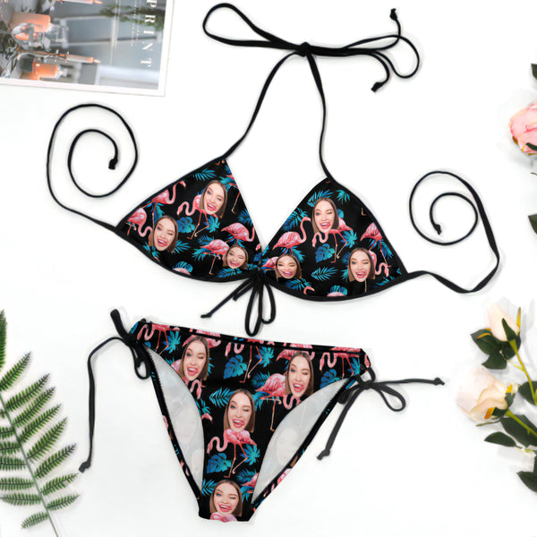 Custom Face Bikini Plus Size Swimwear Personalized Photo Swimsuit Gift For Women - SantaSocks