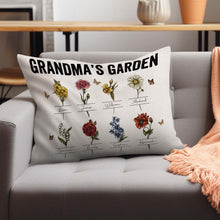Personalized Birth Month Flower Pillow With Name Vintage Grandma's Garden Pillow Gift For Grandma Mom