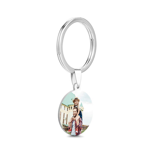 Custom Round Tag Photo Keychain Unique Gifts Father's Day Gifts Stainless Steel - SantaSocks