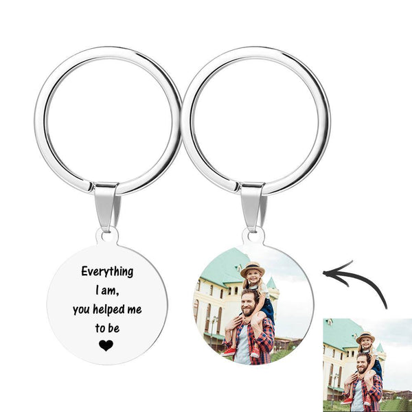 Custom Round Tag Photo Keychain Unique Gifts Father's Day Gifts Stainless Steel - SantaSocks