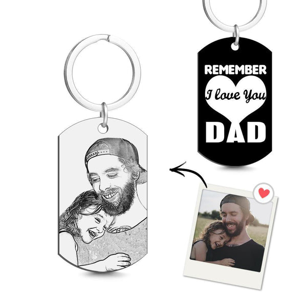 Custom Photo Tag Keychain Remember I love You DAD Gifts for Father's Day - SantaSocks