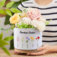 Custom Birth Flowers Planter Ceramic Pot Personalized Name Mom's Gifts