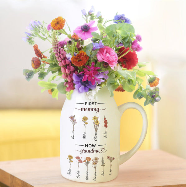 Personalized Grandma's Garden 2 Layers Custom Birth Month Flower Family Vase Mother's Day Gifts