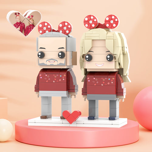 Valentine's Day Gift Customizable Fully Body 2 People Custom Brick Figures Couples Dress