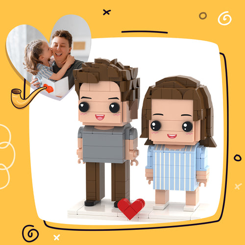 Father's Day Gift Customizable Fully Body 2 People Custom Brick Figures Dad And Daughter