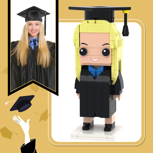 Graduation Memorial Gifts Fully Body Customizable 1 Person Detailed Version Custom Brick Figures Small Particle Block Toy For Her Black Blue