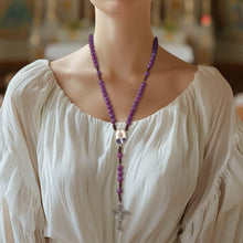 Custom Rosary Beads Cross Necklace Personalized Handmade Purple Necklace with Photo - SantaSocks