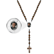 Custom Rosary Beads Cross Necklace Personalized Square Wooden Beads Necklace with Photo - SantaSocks