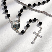 Custom Rosary Beads Cross Necklace Personalized Glass Imitation Pearls Necklace with Photo - SantaSocks