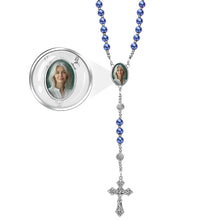 Custom Rosary Beads Cross Necklace Personalized Retro Glass Imitation Pearl Hollow Necklace with Photo - SantaSocks
