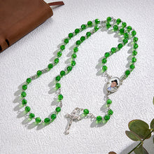 Custom Rosary Beads Cross Necklace Personalized Retro Style Handmade Bead Chain Necklace with Photo - SantaSocks