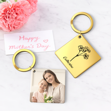 Birthflower Keychain Personalized Bouquet Flower Key Ring Mothers Day Gifts for Mom - SantaSocks