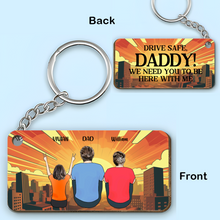 Personalized Sunset Scene Wooden Keychain Best Dad Ever Back View