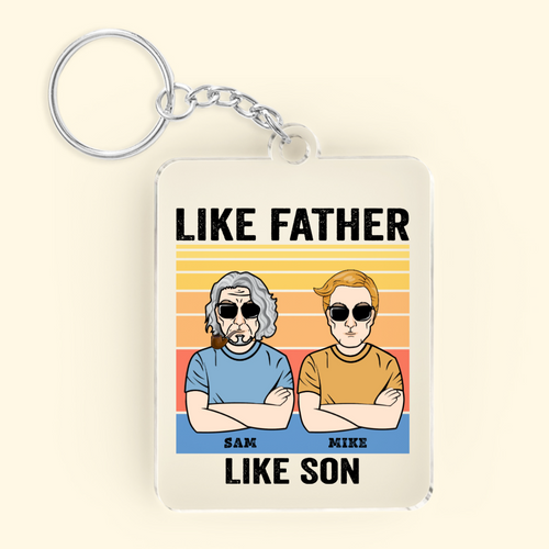 Custom Keychain Like Father Like Son Cartoon Keyring
