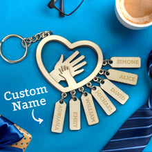 Personalized Hands with Name tags Keychain Gift for Father's Day Gift for Dad Grandpa - SantaSocks