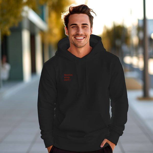 Custom QR Code Sweatshirt Personalized Social Connection Hoodie with Text WANNA FIND OUT?