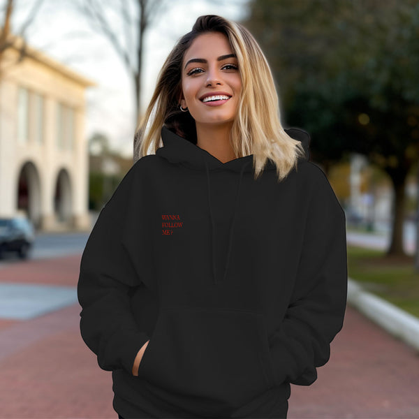 Custom QR Code Sweatshirt Personalized Social Connection Hoodie with Text WANNA FOLLOW ME?