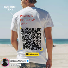 Custom QR Code T-shirt Personalized Social Connection Shirt with Text WANNA FOLLOW ME?
