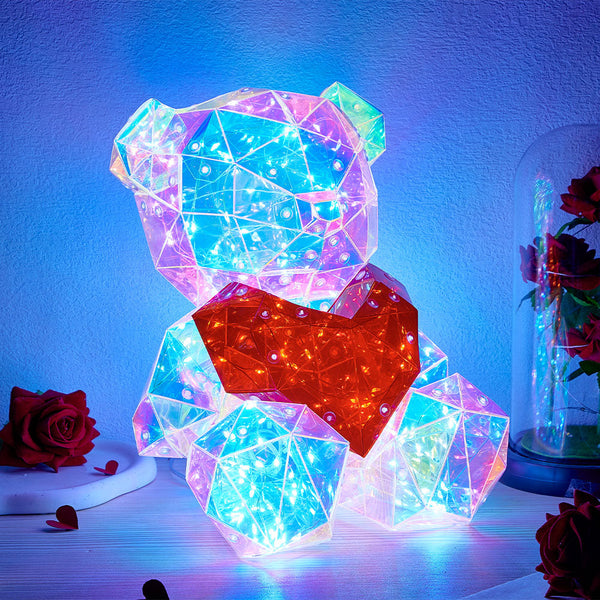 Galaxy Led Bear Holographic Iridescent Lights Glowing Galaxy Bear Valentine's Day Gift Red