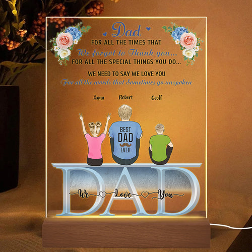 Father's Day Gift Personalized Acrylic Plaque Gifts for Dad Back View Lamp Thank You Dad